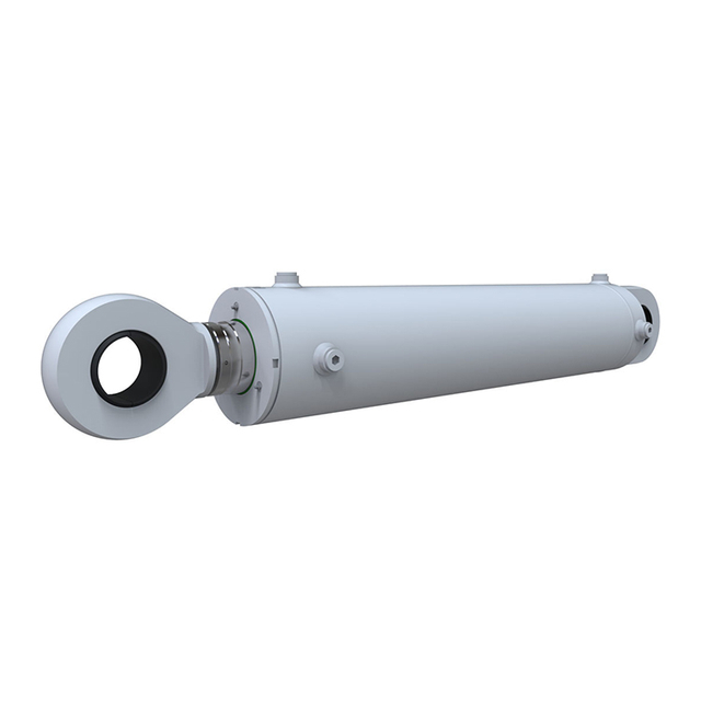 Synchronized stern ramp cylinders for roll-on/roll-off vessels